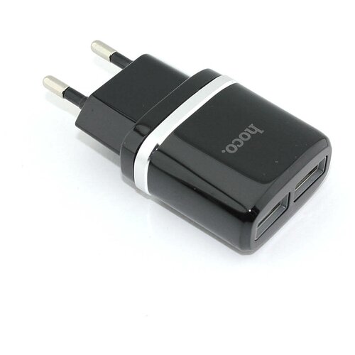 Блок питания (сетевой адаптер) HOCO C12 Smart два порта USB, 5V, 2.4A, черный