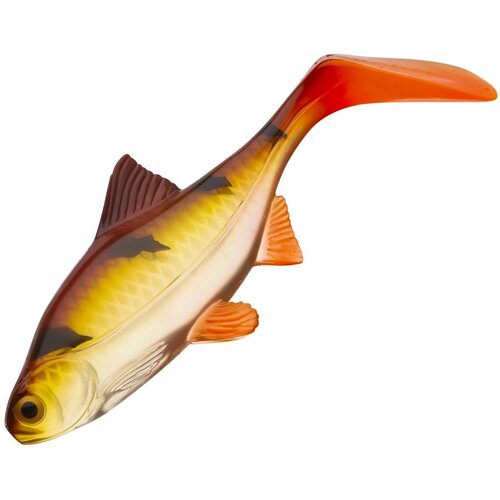 Силиконовая приманка для рыбалки Strike Pro Hooligan Roach 210мм #Transparent Perch, виброхвост на щуку, окуня, судака