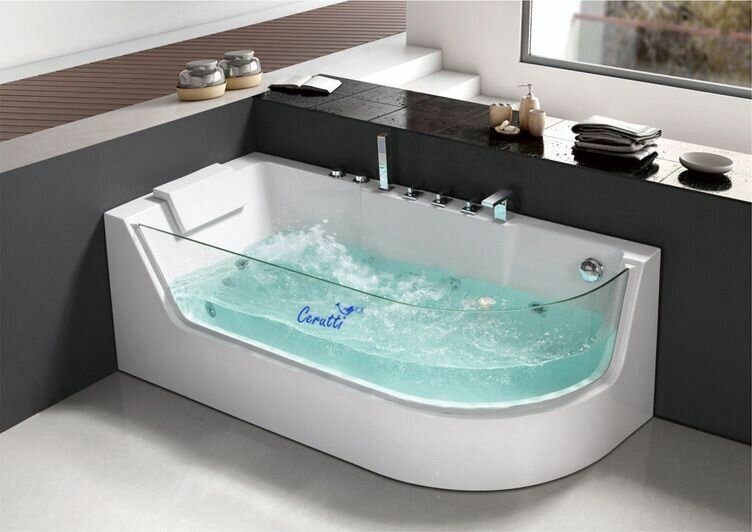 Акриловая ванна Cerutti C-403L/R 170 x 80 x 58 cм белая со стеклом, левая/правая