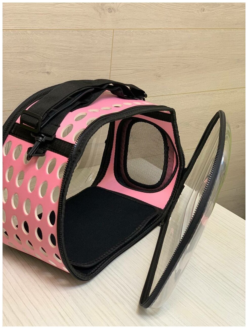Складная сумка-переноска для животных, размер 45*28*34 см, цвет розовый - фотография № 9