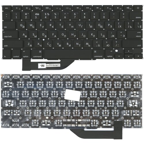 Клавиатура для ноутбука Apple MacBook Retina A1398 черная, плоский Enter клавиатура для ноутбука macbook pro a1398 большой enter ru