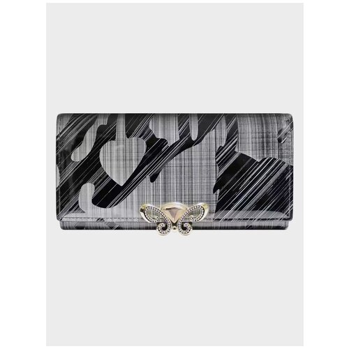 Кошелек Moro & Jenny, фактура гладкая, серый, черный кошелек moro 107 21a серый