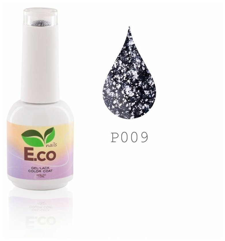 Гель-лак для ногтей с блестками E.co Nails Platinum P009 10мл