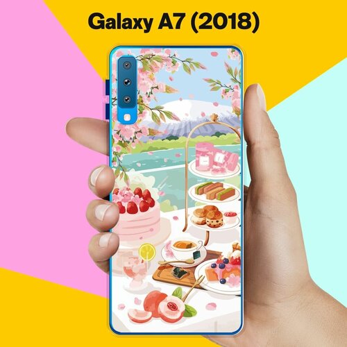 силиконовый чехол заяц в норке на samsung galaxy a7 2018 самсунг галакси а7 2018 Силиконовый чехол на Samsung Galaxy A7 (2018) Завтрак / для Самсунг Галакси А7 2018