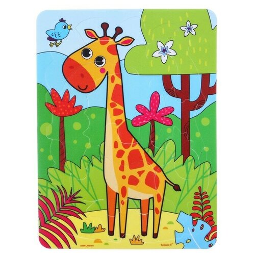 Макси - пазл для малышей в рамке (головоломка) Жираф, 14 деталей, EVA деревянный пазл головоломка жираф алфавит раскраска детская логика