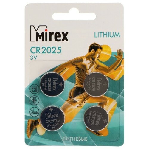 Mirex Батарейка литиевая Mirex, CR2025-4BL, 3В, блистер, 4 шт. батарейка литиевая mirex cr2025 4bl 3в блистер 4 шт
