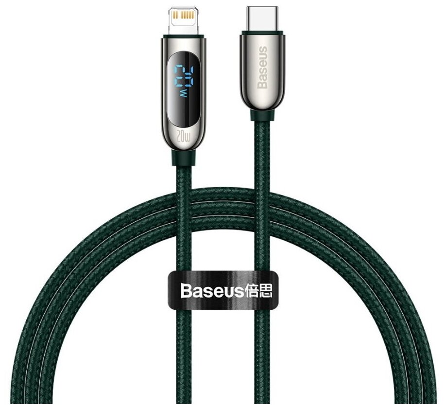 Кабель Baseus Display Fast Charging Data Cable Type-C to Lightning 20W 2m Green (CATLSK-A06)