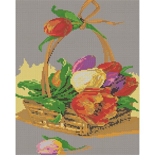 Вышивка бисером картины Корзина с тюльпанами 24*30см