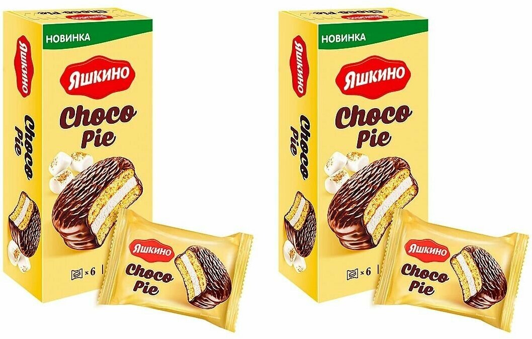 Печенье KDV Яшкино Choco pie сэндвич с маршмеллоу, 2 шт по 180 г - фотография № 2