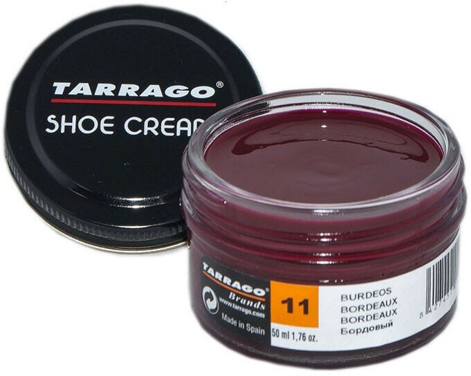 Крем для обуви Shoe Cream TARRAGO, цветной, банка стекло, 50 мл. (011 (bordeaux) бордовый)