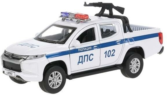 Машина Mitsubishi L200 Pickup Полиция 13 см белая металл инерция (свет, звук) Технопарк L200-12SLPOL