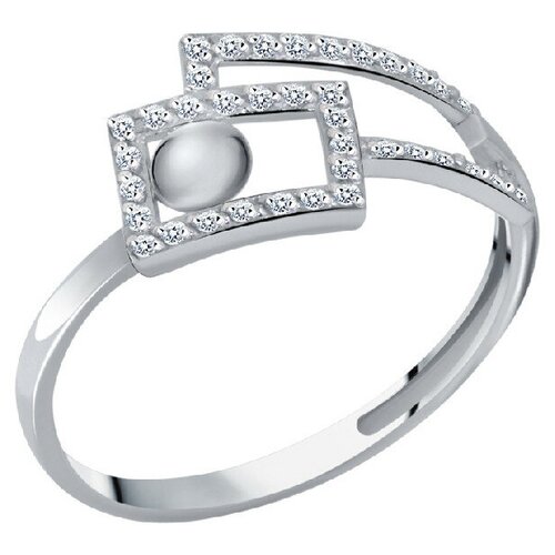 фото Кольцо corona, серебро, 925 проба, родирование, фианит, размер 16, золотой