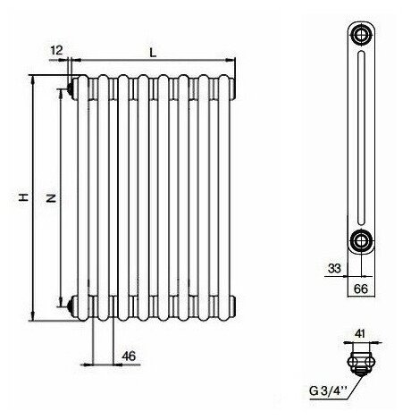 Стальной трубчатый радиатор RIFAR TUBOG 2180/12 (RAL 9016 белый) TUB 2180-12