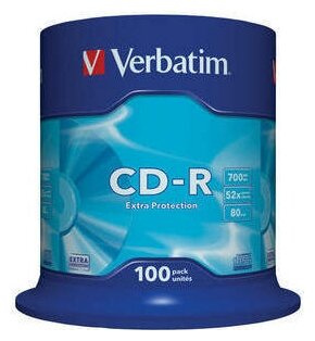 Диск CD-R 700mb Verbatim 52x (100шт) cake box 43411 .