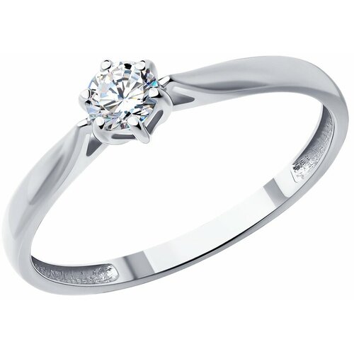 Кольцо Diamant белое золото, 585 проба, бриллиант, размер 16.5