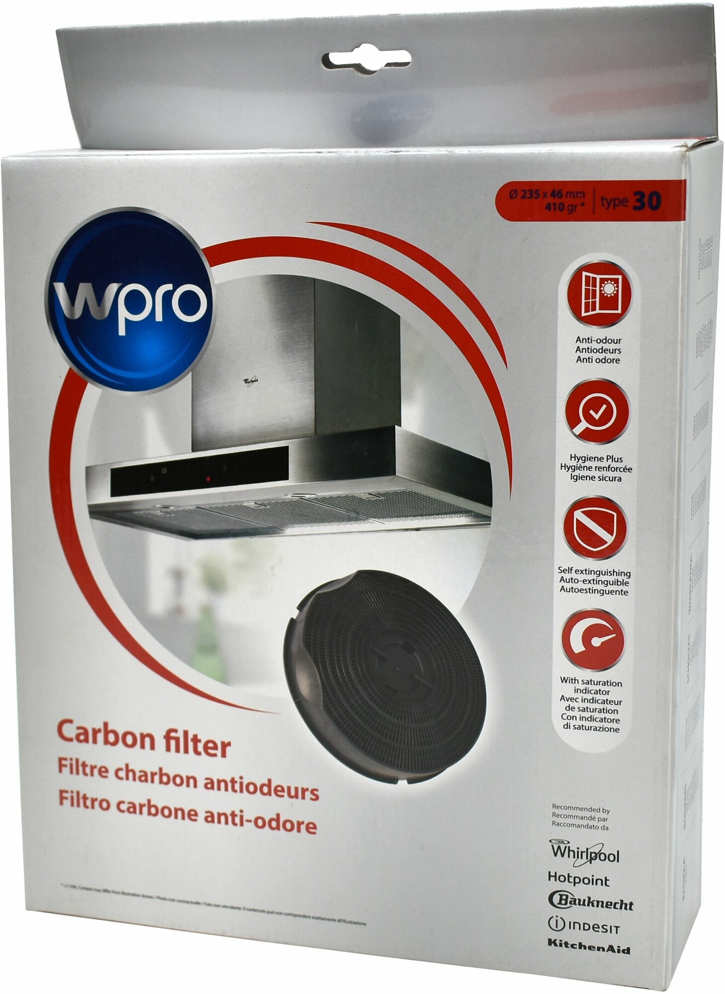 Угольный фильтр WPro для кухонной вытяжки Whirlpool, 484000008609 - фотография № 2