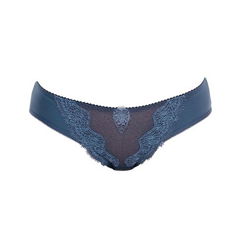 фото Milavitsa трусы слипы средней посадки с кружевом шантильи, размер 98, синий топаз