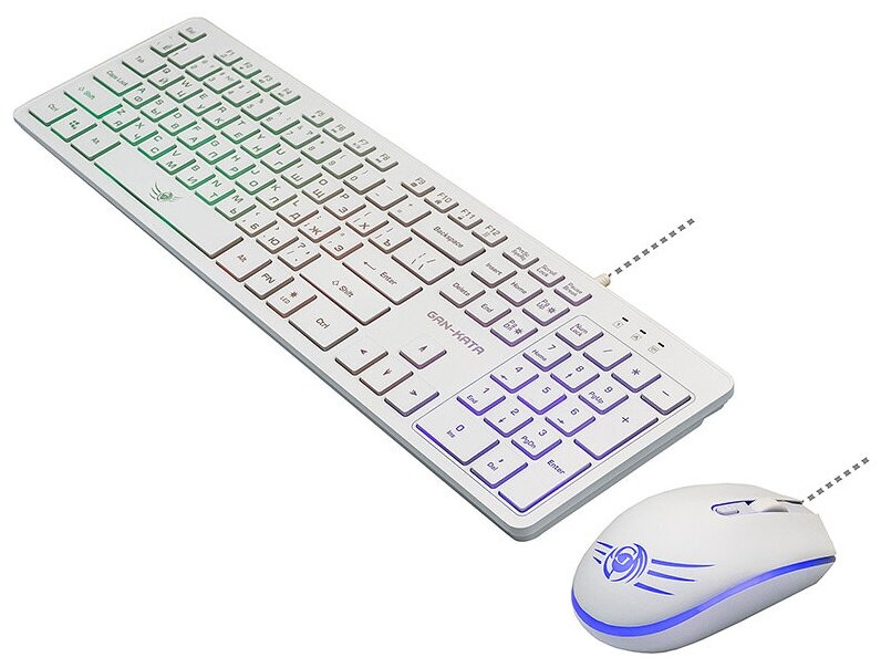 Dialog Проводной игровой набор KMGK-1707U WHITE Gan-Kata - клавиатура + опт. мышь с RGB подсветкой
