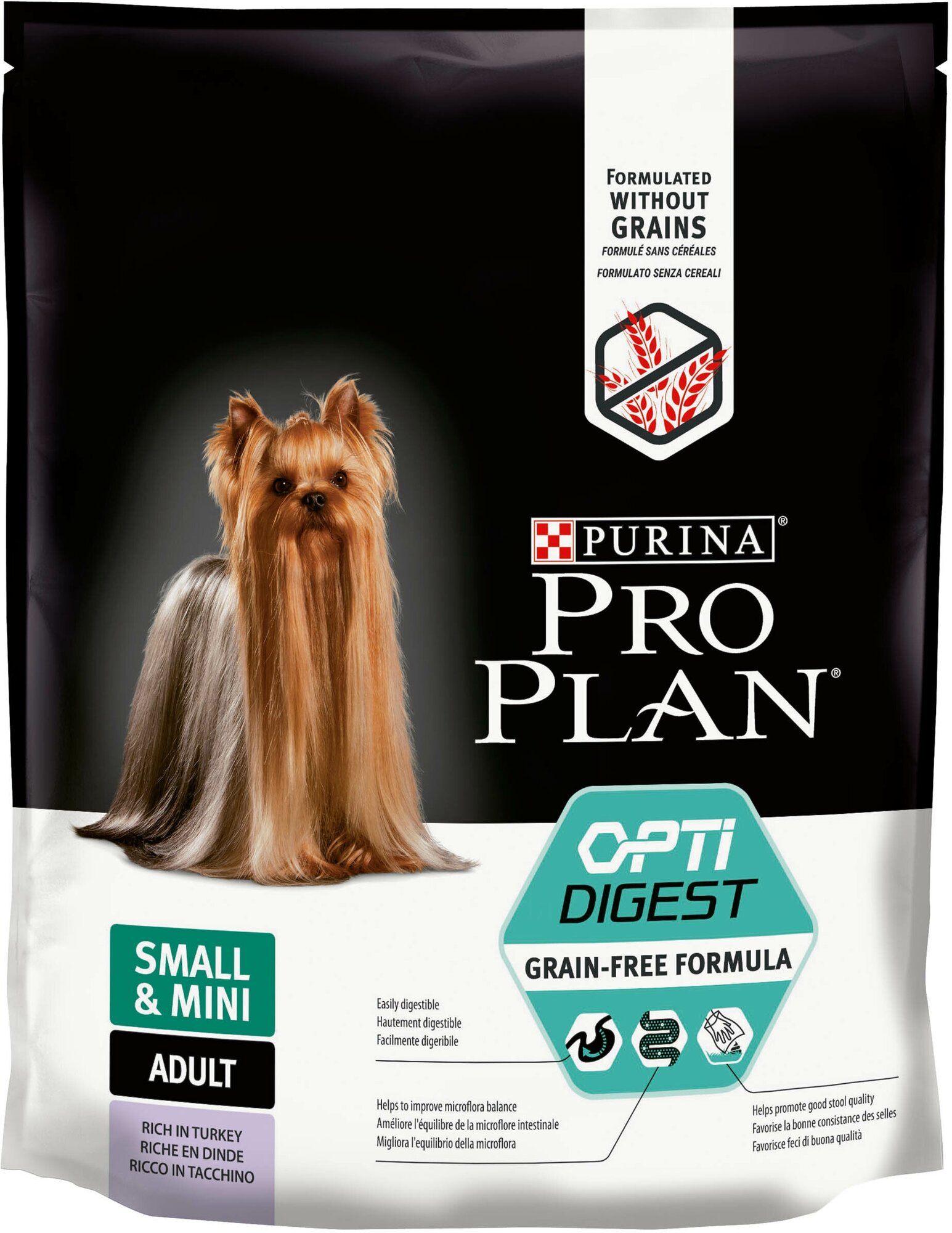 Pro Plan Grain Free Mini корм для взрослых собак мелких пород с чувствительным пищеварением Индейка, 700 г.