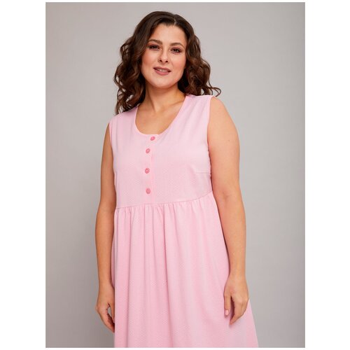 Сорочка ночная женская Алтекс без рукавов розовая в горошек, размер 50