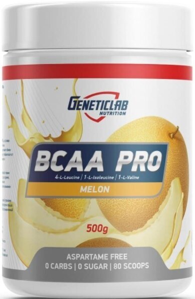 Аминокислоты BCAA (БЦАА), Geneticlab Nutrition, BCAA Pro, 500 г, Дыня