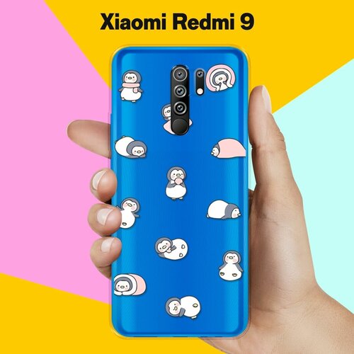 Силиконовый чехол Узор из пингвинов на Xiaomi Redmi 9 силиконовый чехол узор из ёжиков на xiaomi redmi 9