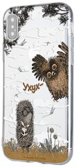 Силиконовый чехол Mcover для Apple iPhone X Союзмультфильм Ежик в тумане и сова