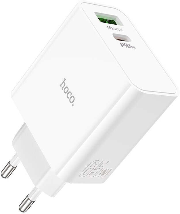 СЗУ, 1 USB 18W+1 PD 65W (C113A), HOCO, белый