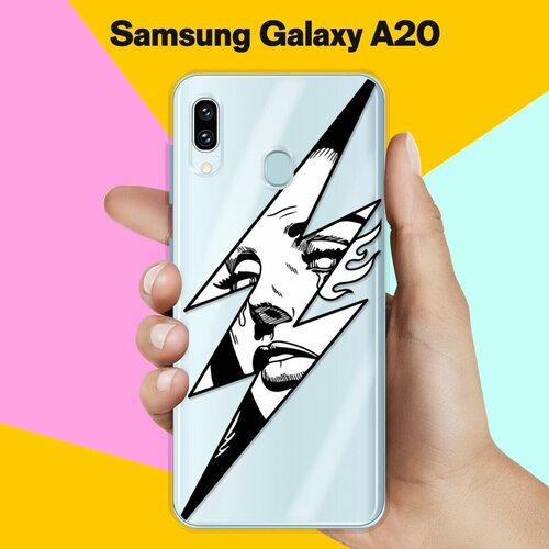 Силиконовый чехол Молния на Samsung Galaxy A20 матовый силиконовый чехол черный кот и бабочка на samsung galaxy a20 самсунг галакси а20