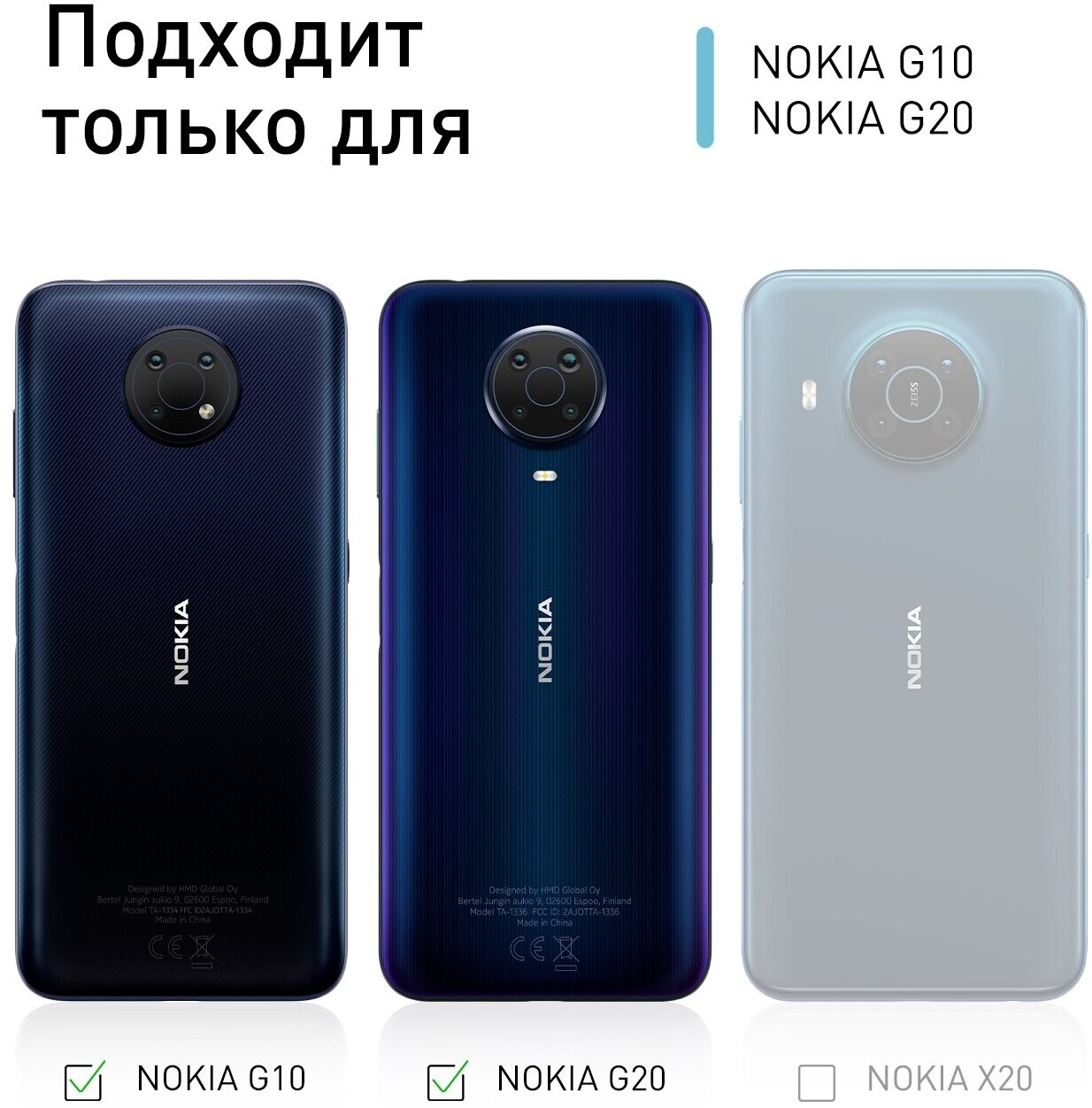 Противоударный чехол ROSCO для Nokia G20 и Nokia G10 (Нокиа Джи 20 и Джи 10) силиконовый с усиленными углами, защита вокруг модуля камер, прозрачный