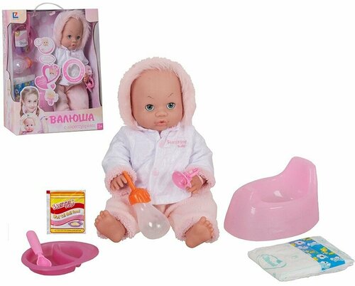 Кукла валюша младенец 38 см, малыш пупс функциональный, озвученный, с аксессуарами со звуковыми эффектами