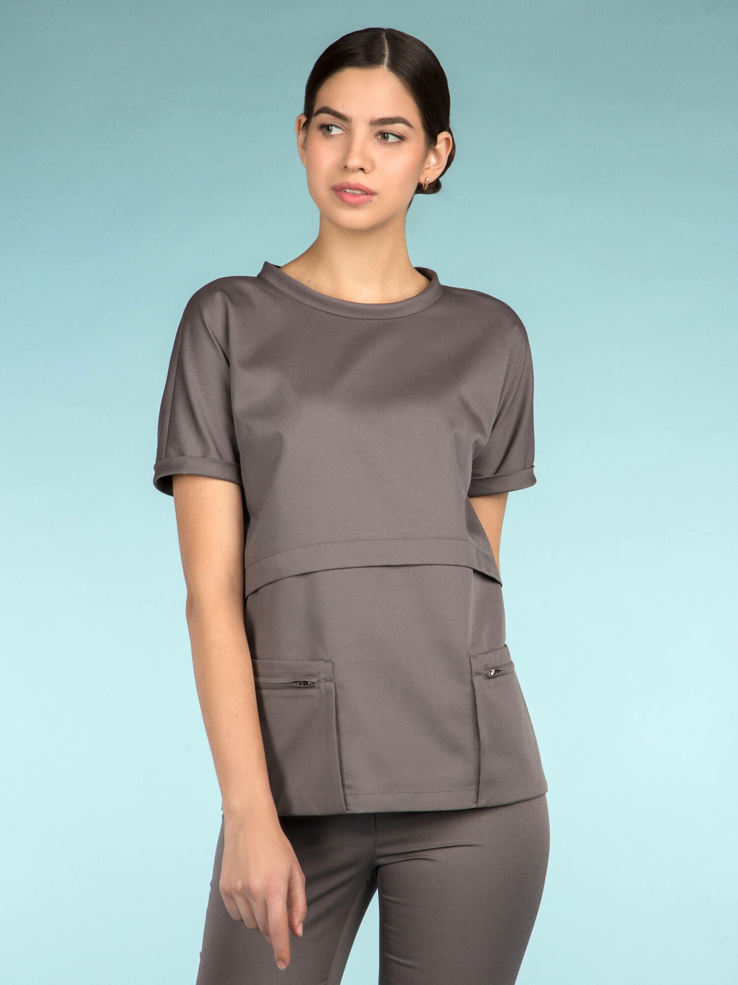 Блуза медицинская женская Cameo 8-1030[k], цвет Серо-коричневый, размер 42, рост 170