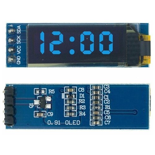 OLED дисплей 0.91 128x32, I2C синий (blue)