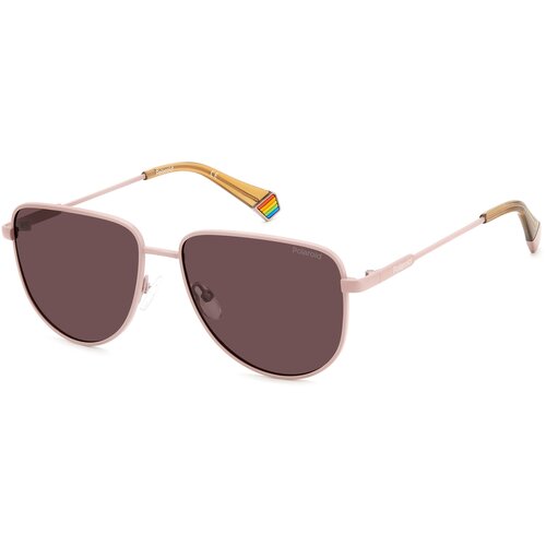 фото Солнцезащитные очки polaroid, авиаторы, оправа: металл, поляризационные, с защитой от уф, розовый