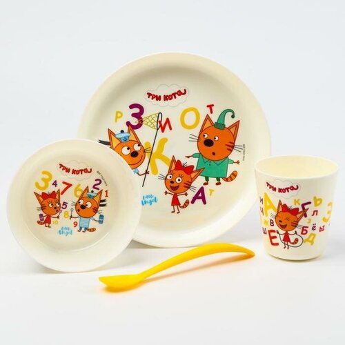Lalababy Набор детской посуды ТРИ кота «Обучайка», (тарелка, миска, стакан, ложка) набор детской посуды три кота от roxy kids