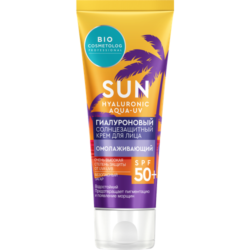 Солнцезащитный крем для лица BIO COSMETOLOG PROFESSIONAL Sun Hyaluronic aqua - UV, гиалуроновый, SPF 50, 50 мл солнцезащитный крем для лица bio cosmetolog professional sun hyaluronic aqua uv гиалуроновый spf 50 150 мл