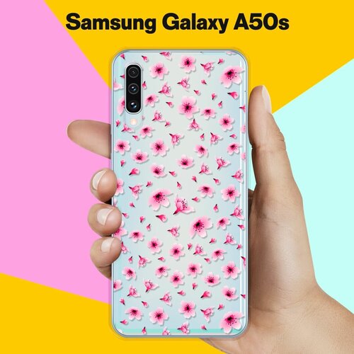 Силиконовый чехол Цветы розовые на Samsung Galaxy A50s силиконовый чехол на samsung galaxy a60 самсунг галакси а60 розовые цветочные уголки прозрачный