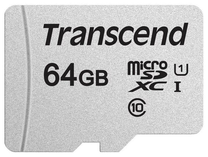 Карта памяти Transcend 300S microSDXC 64Gb UHS-I Cl10 +ад, TS64GUSD300S-A