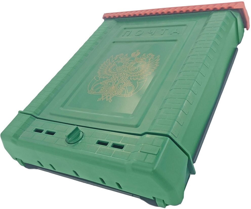 Ящик почтовый пластмассовый "Премиум с орлом" 28х7,5х39см, с накладкой, зеленый - фотография № 2