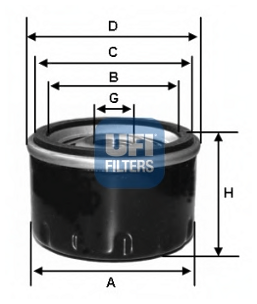 UFI 2325800 (037023802 / 066414300 / 0B63114302) фильтр масляный накручивающийся легковой Mazda (Мазда) sub