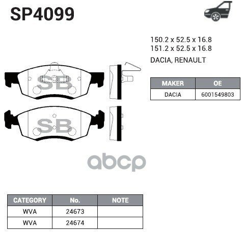 Колодки Тормозные Передние Sp4099 Sangsin brake арт. SP4099