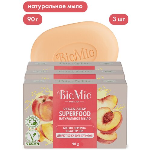 BioMio BIO-SOAP Натуральное мыло. Персик и ШИ, 3шт по 90 г мыло твердое biomio bio soap лаванда и жасмин 90 г