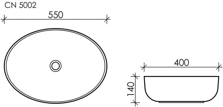 Умывальник чаша накладная овальная Element 550*400*140мм CN5002