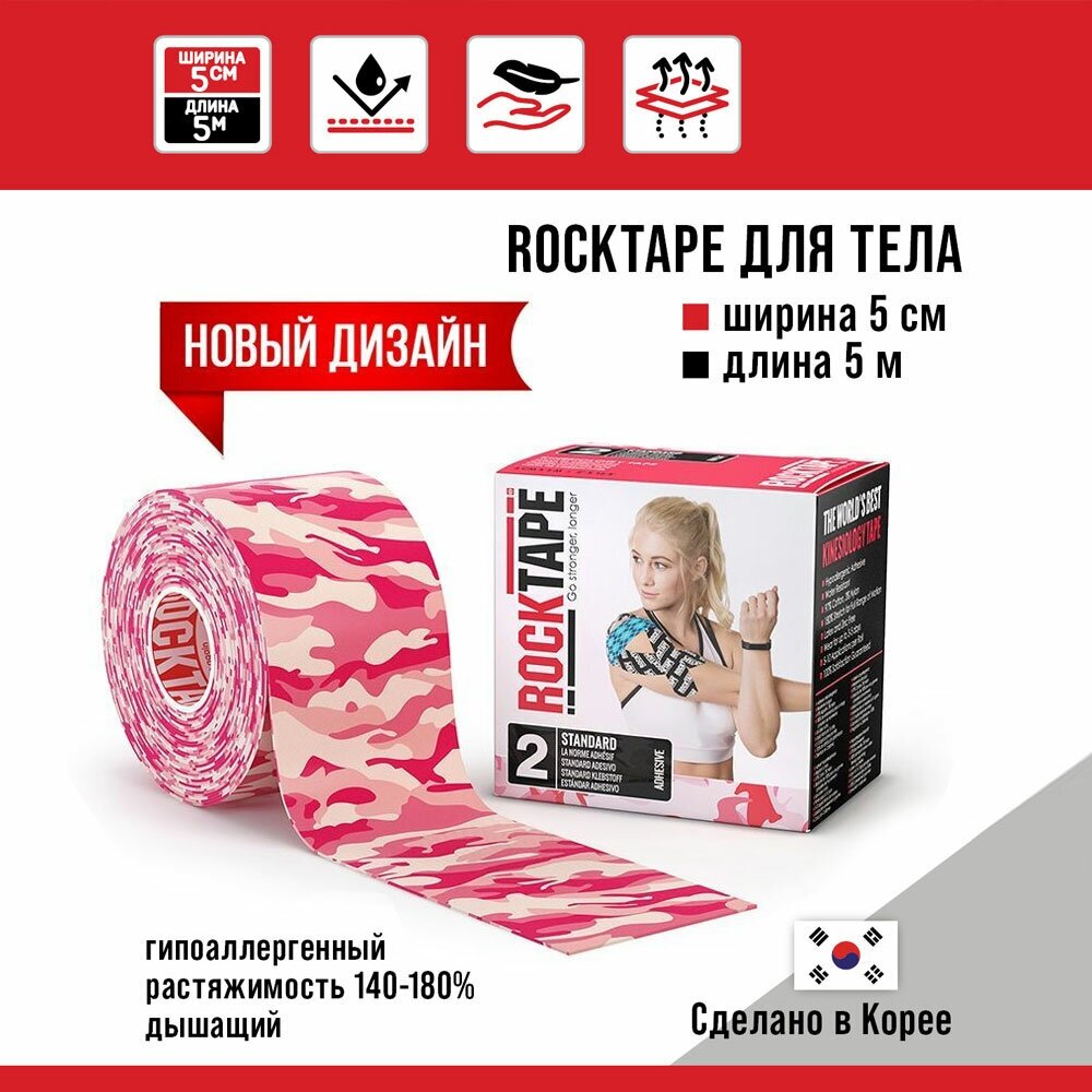 Кинезиотейп Rocktape 2023 Design 5см х 5м PINK