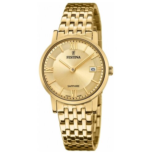 Наручные часы FESTINA Swiss Made Наручные часы Festina Swiss Made 20019 женские, кварцевые, водонепроницаемые, золотой, желтый 