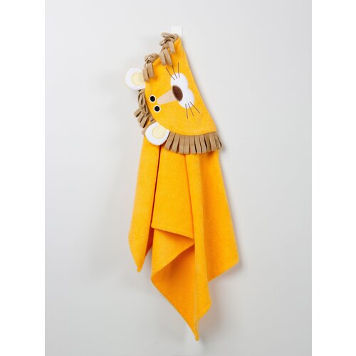Полотенце банное с капюшоном Fluffy Bunny Лев, цвет Желтый, Размер 122Х68см, 100% хлопок, 380гр/м2