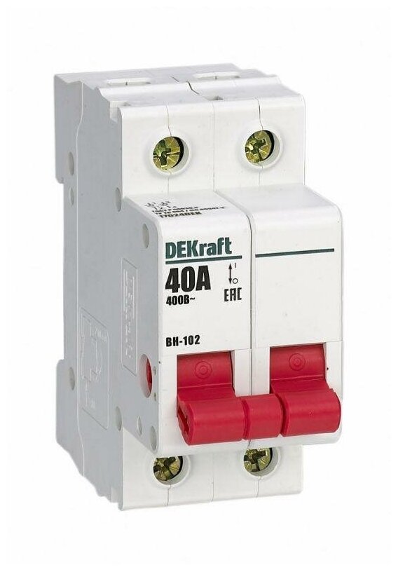 Выключатель-разъединитель 2п 40А ВН-102 | код 17024DEK | DEKraft (4шт. в упак.)