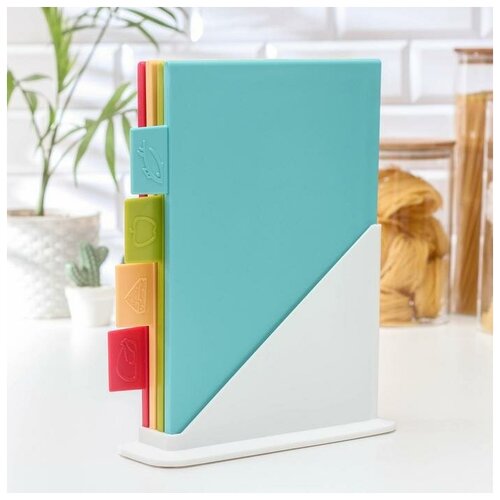 фото Набор досок разделочных на подставке, 4 шт, цвет микс mikimarket