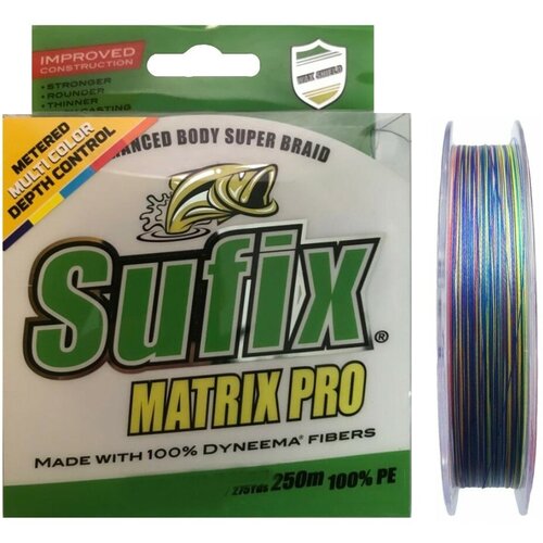 Шнур плетеный Sufix Matrix Pro разноцветный 250м 0.35мм 36кг