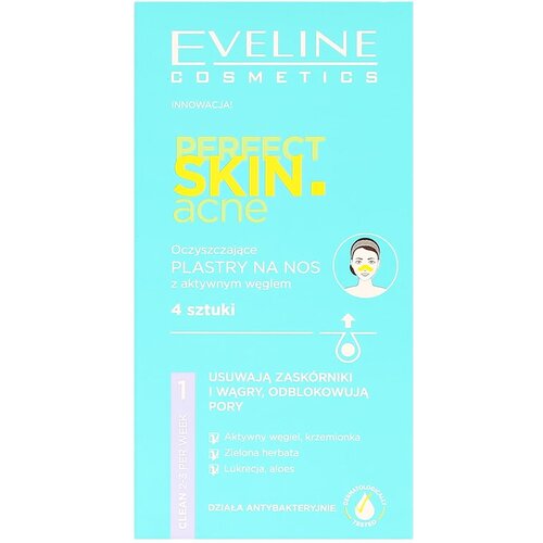 eveline eveline полоски для носа perfect skin acne глубоко очищающие Полоски для носа EVELINE PERFECT SKIN ACNE глубоко очищающие 4 шт